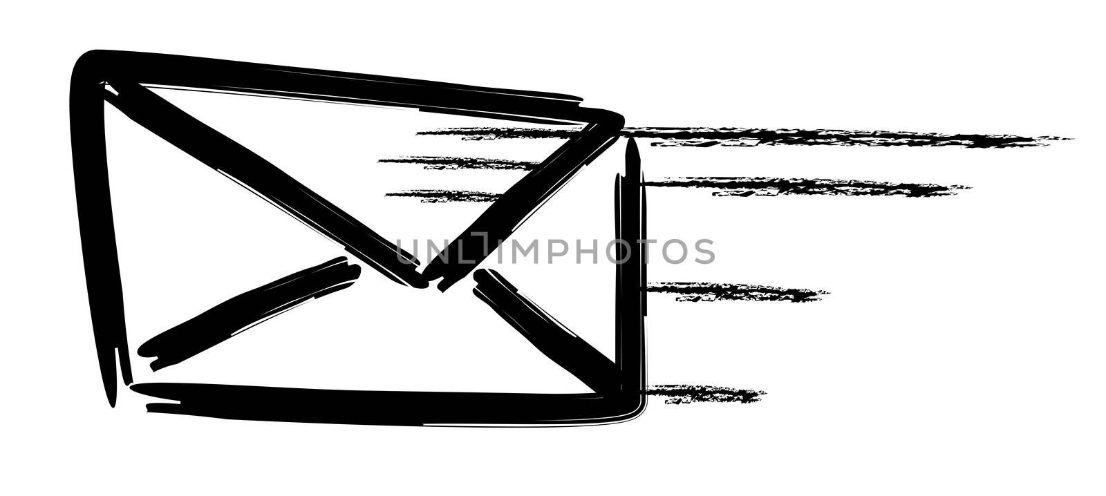 A stylized flying envelope. All isolated on white background.
