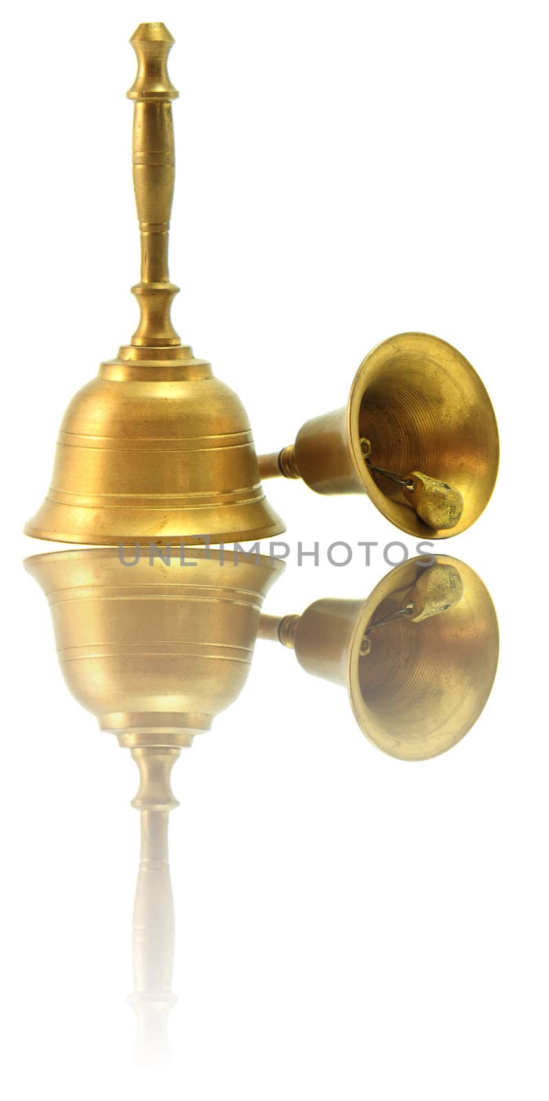 hand Bell Isolated on White with its reflection