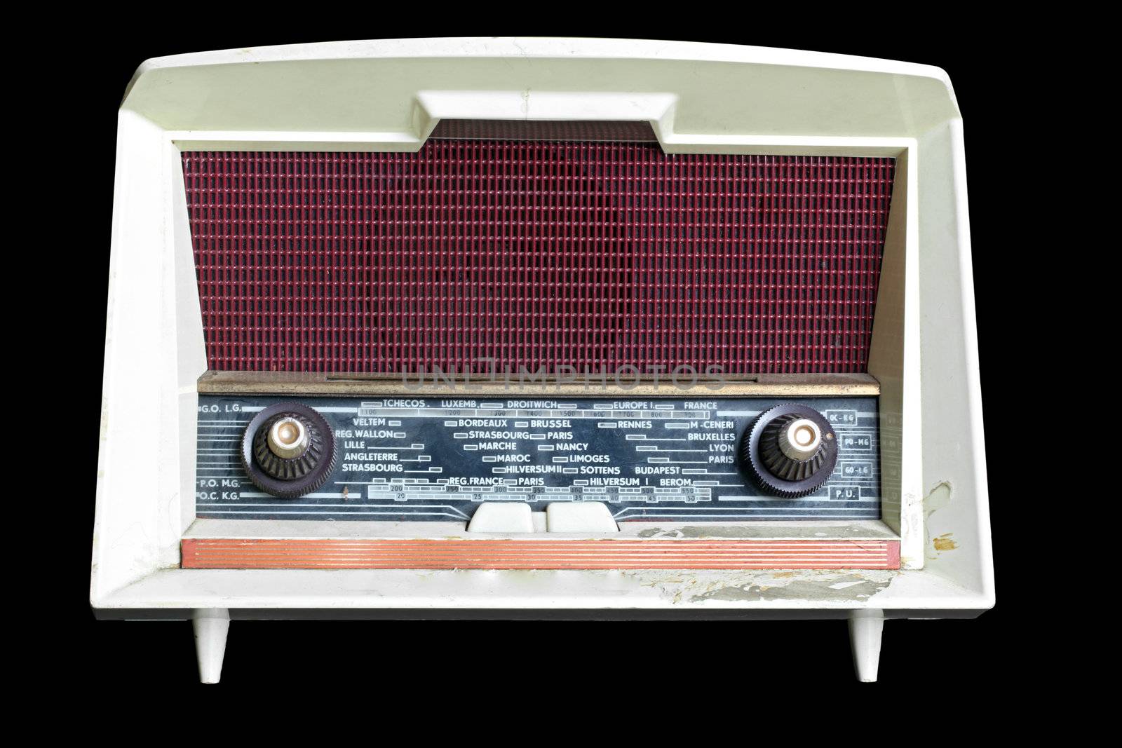 vintage radio isolated on black background