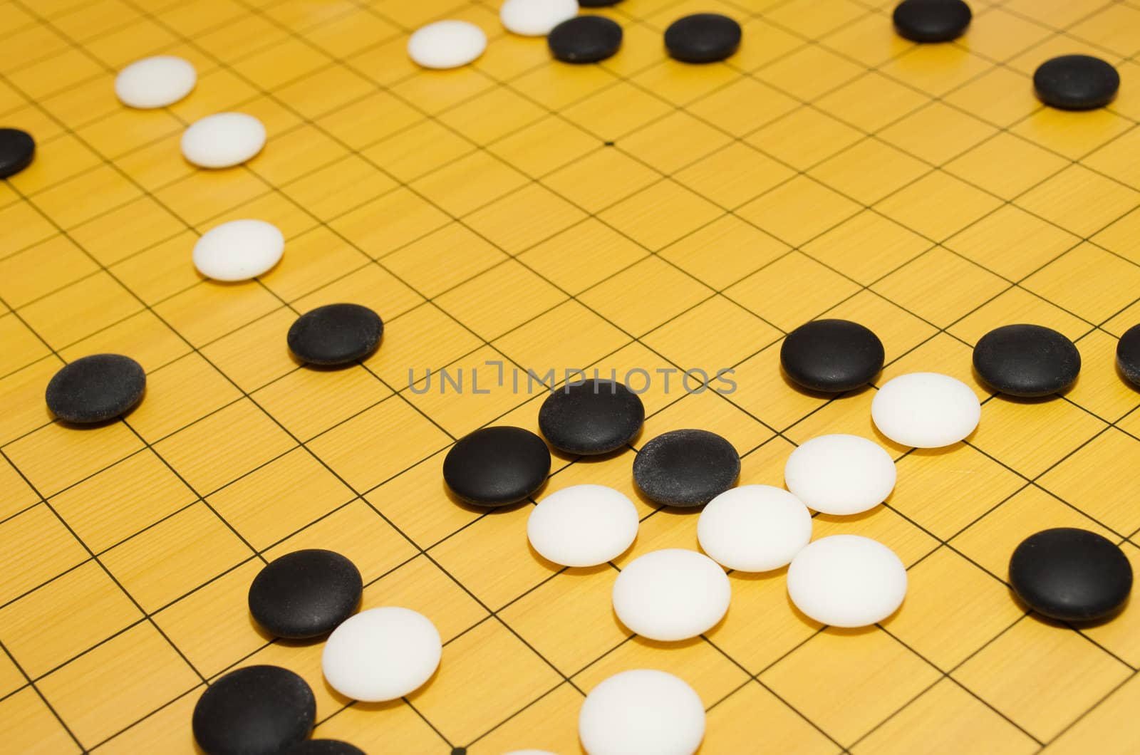 A scene from a game of go. Selective focus.