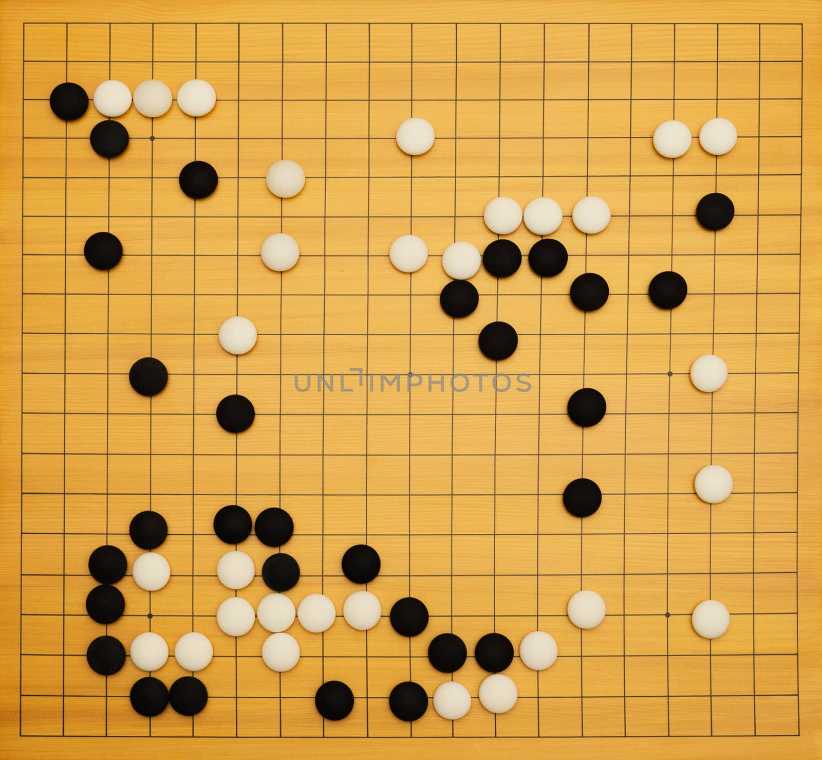 Top view of a running game of go.