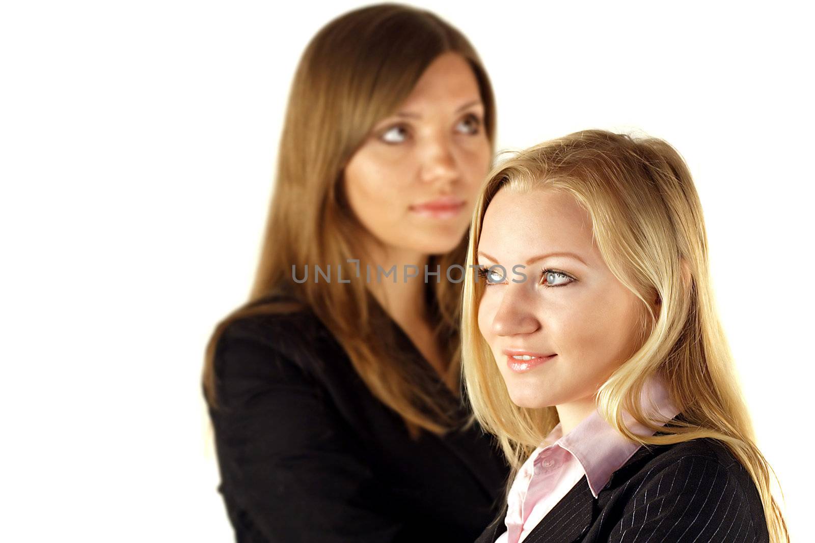 Two smart interns. All isolated on white background.