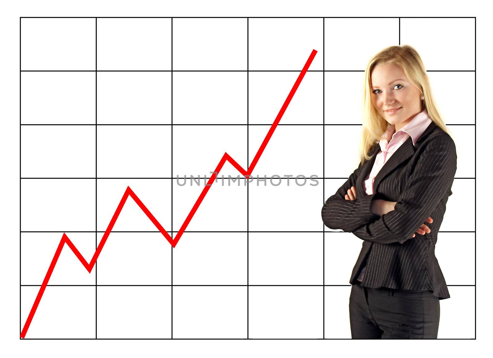 A young beautiful businesswoman next to a positive chart
** Note: Slight blurriness, best at smaller sizes.