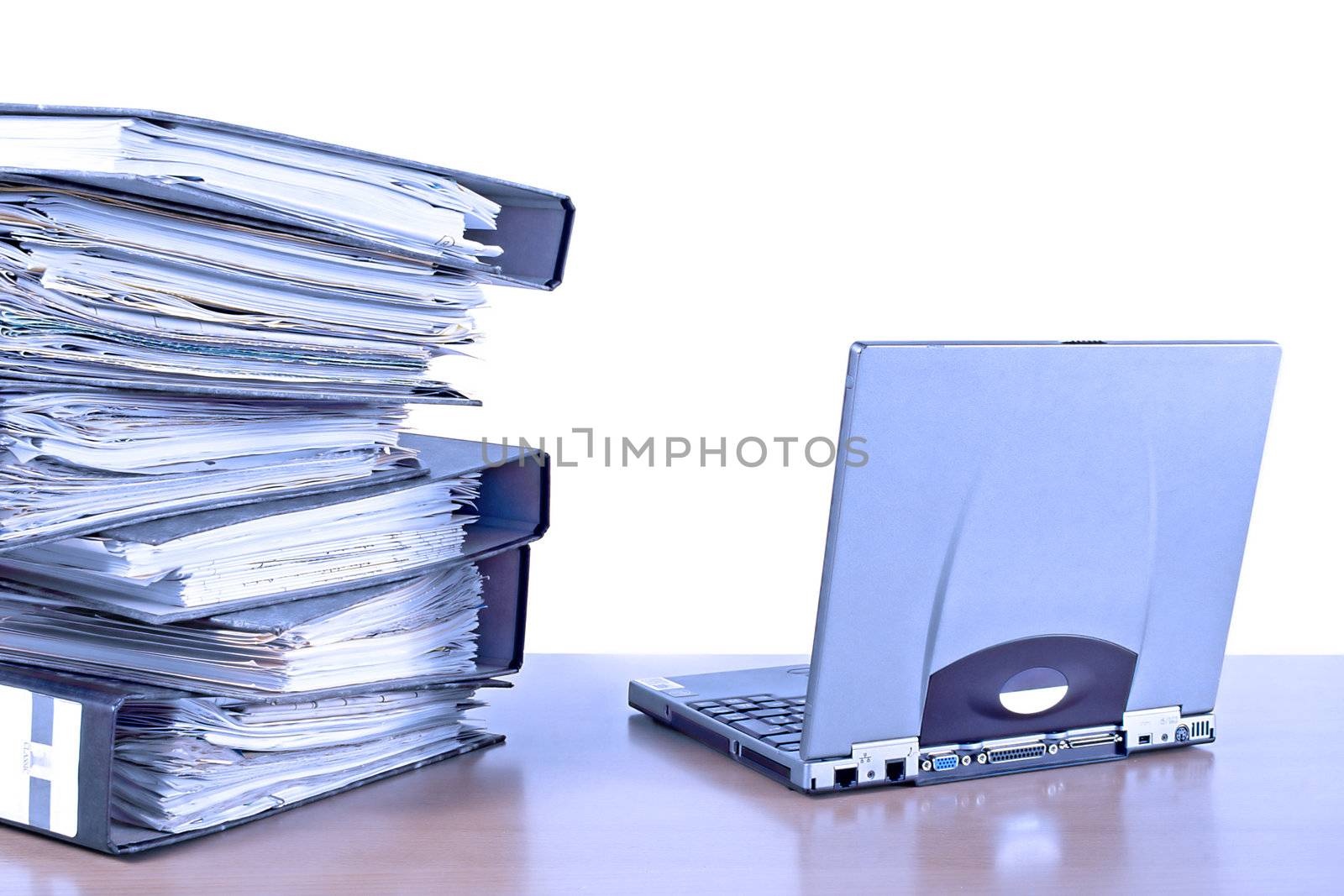 An abandon workplace. All isolated on white background.