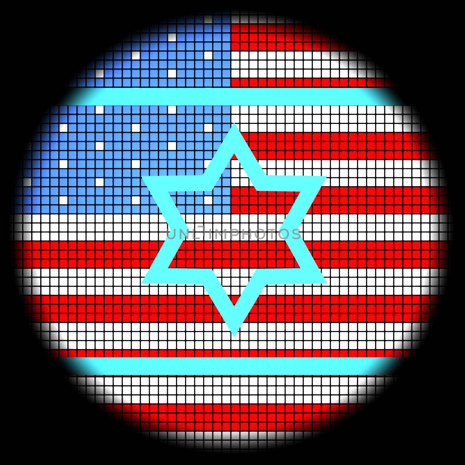 Magen David Icon on American Flag Checkered Background