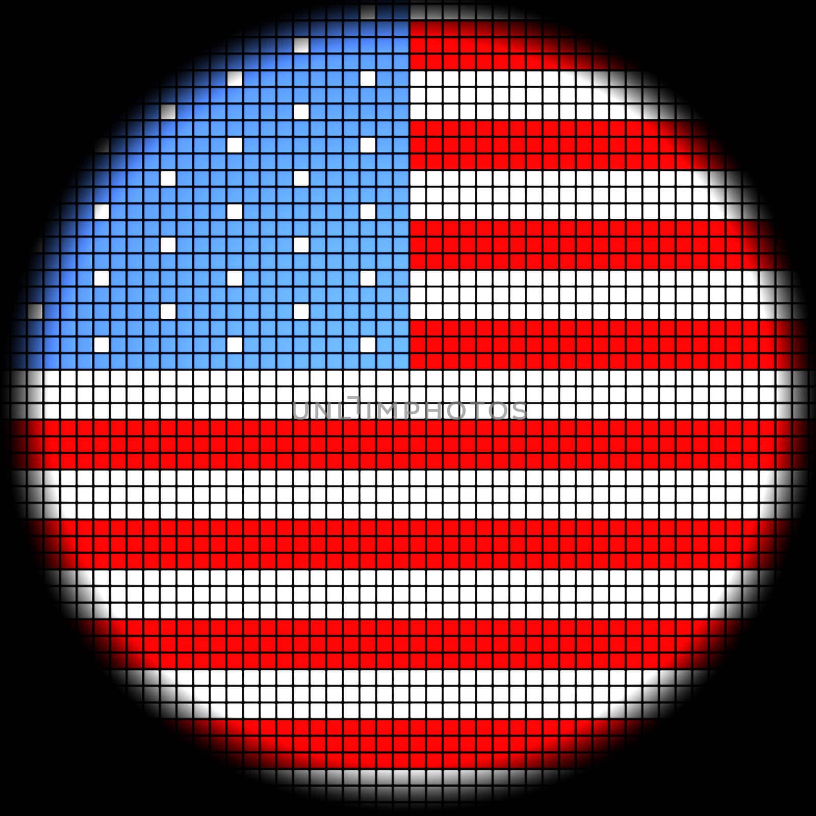 American Flag Icon on Checkered Background