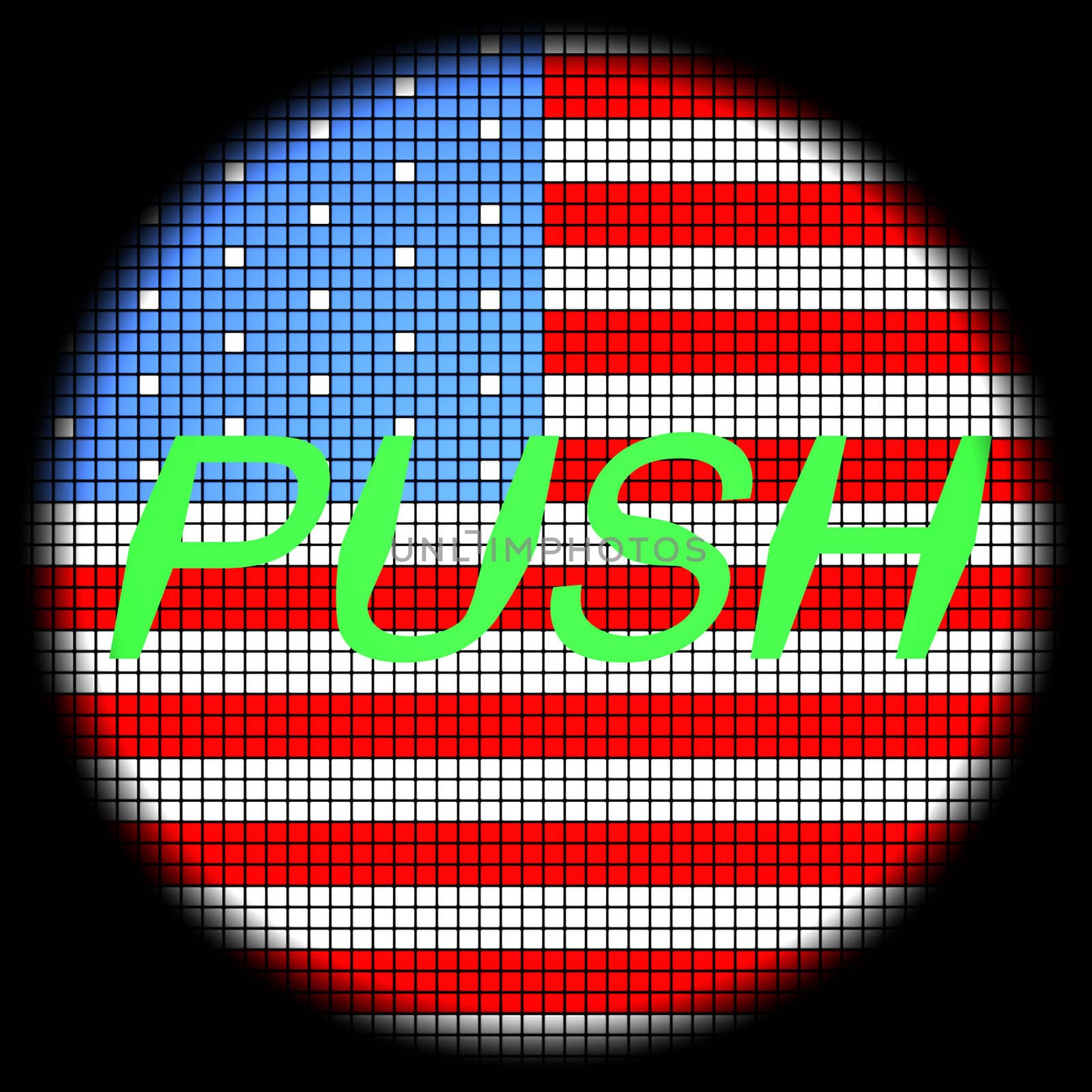 Push Icon on American Flag Checkered Background