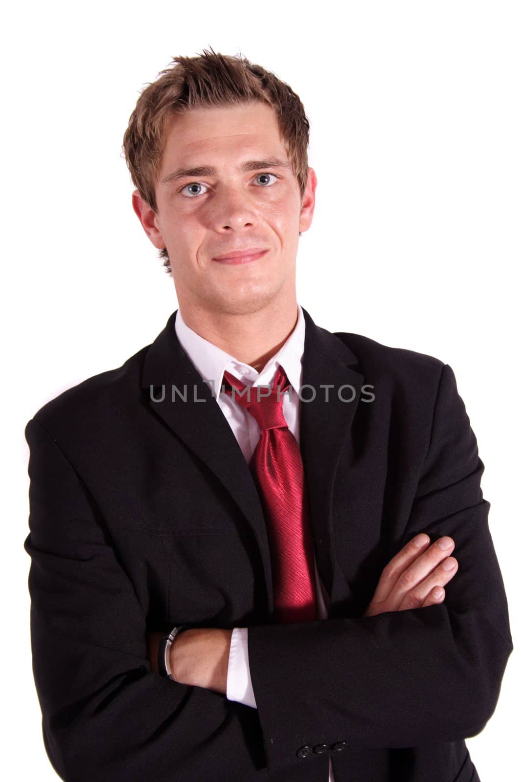 An ambitious businessman. All isolated on white background.