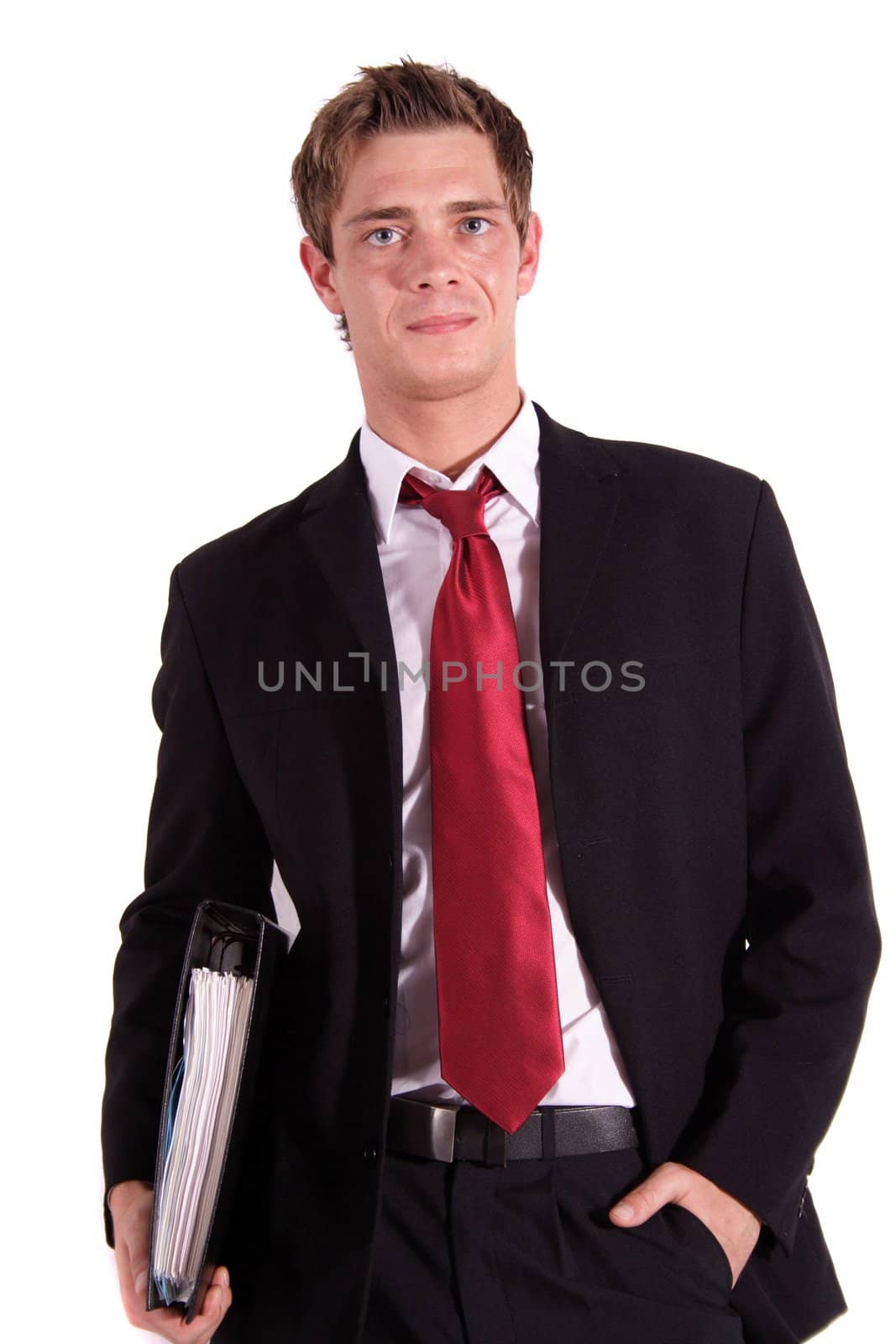 An aspiring businessman. All isolated on white background.