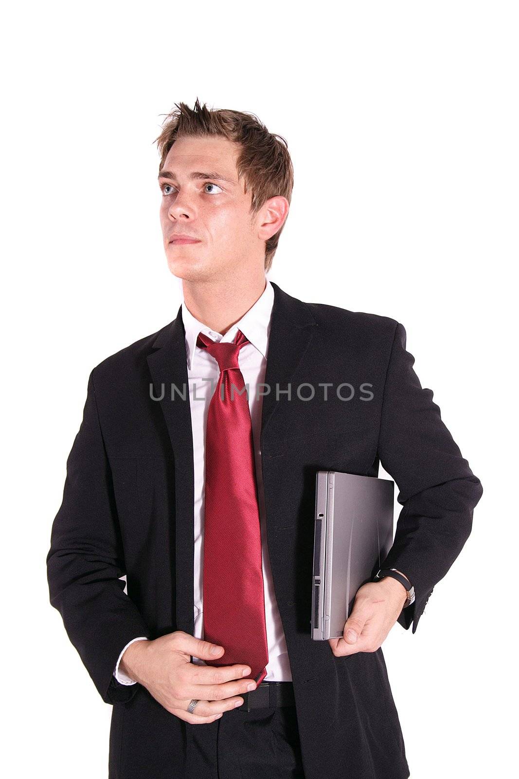 An aspiring businessman. All isolated on white background.