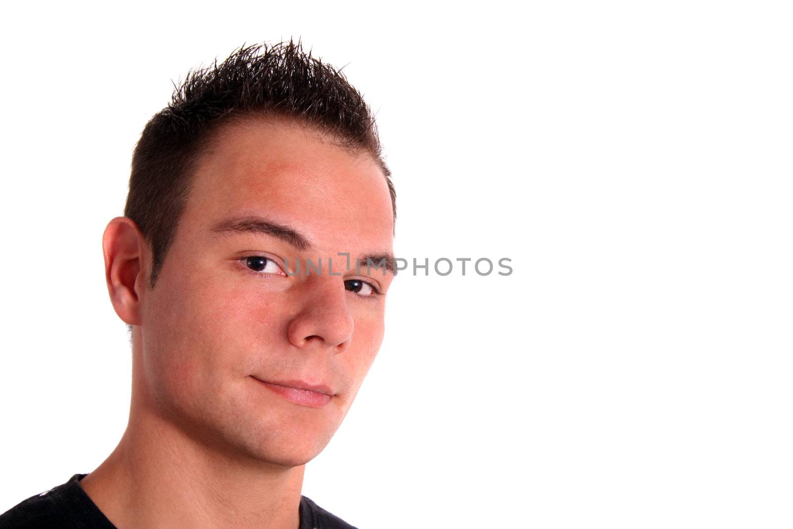 Portrait of a young confident man. All isolated on white background.