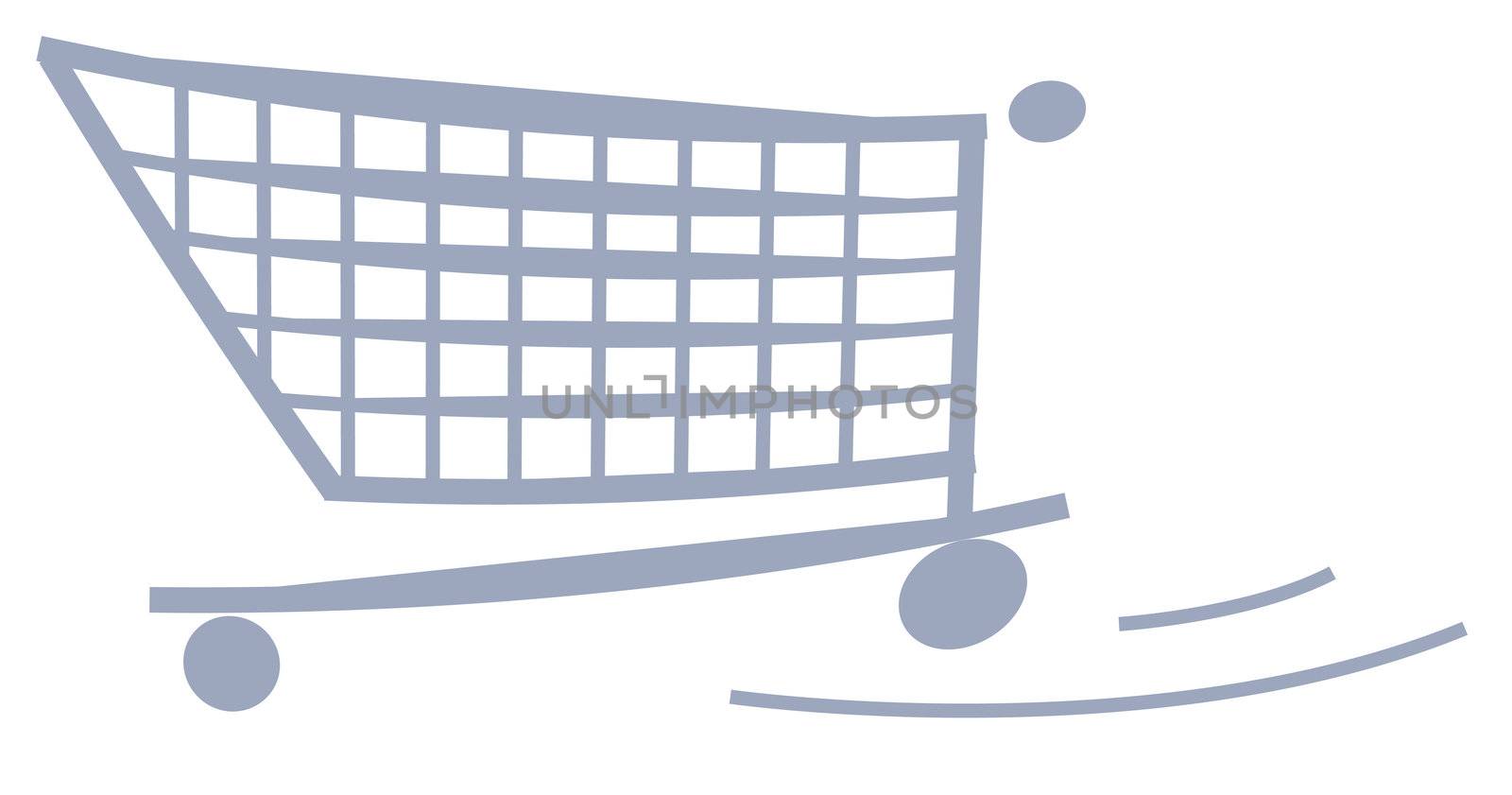 An illustrated shopping cart. All isolated on white background.