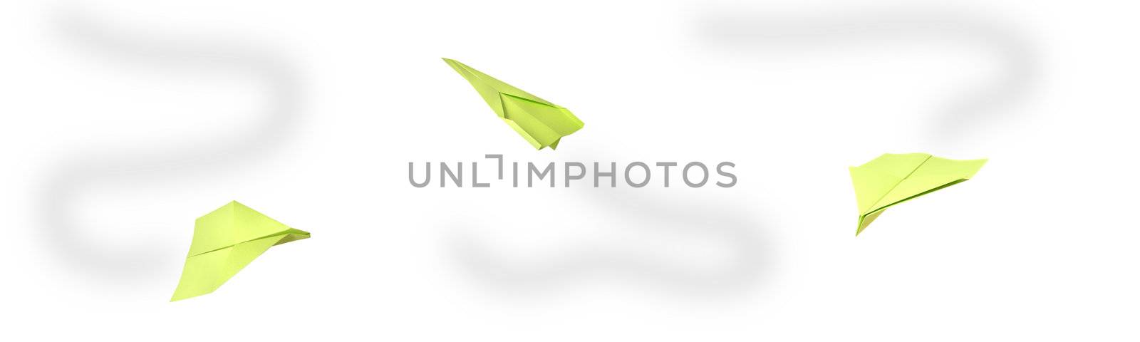 Paper aeroplanes, isolated on white background.