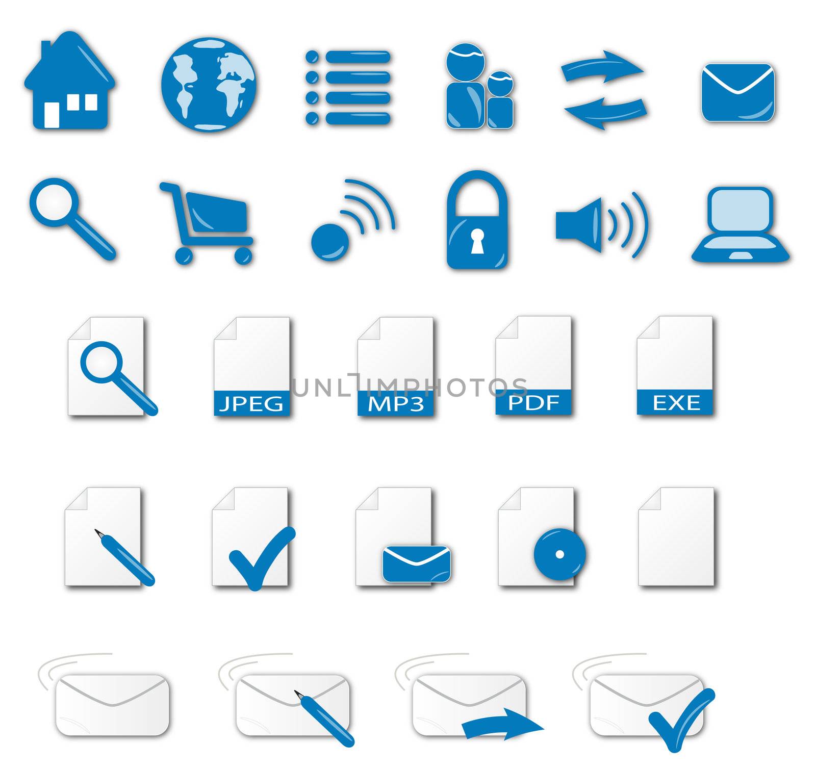 A set of various web icons. Very useful for website templates. All isolated on white background.