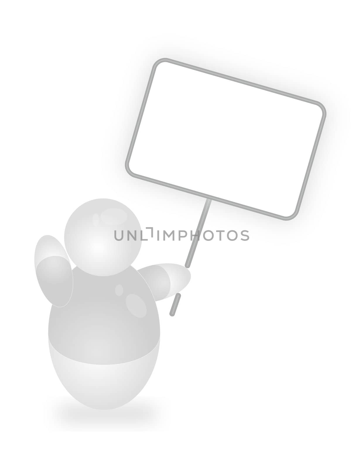 A stylized demonstrator holding a sign. All isolated on white background.