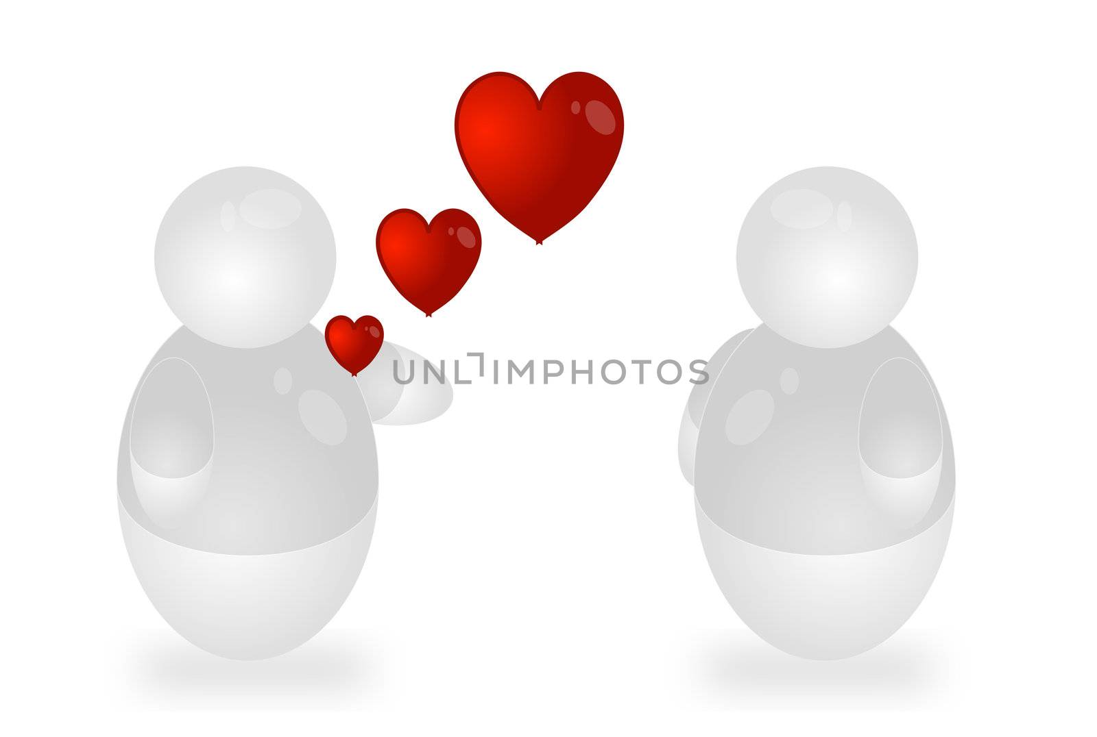 Two stylized persons on Valentine's Day. All isolated on white background.