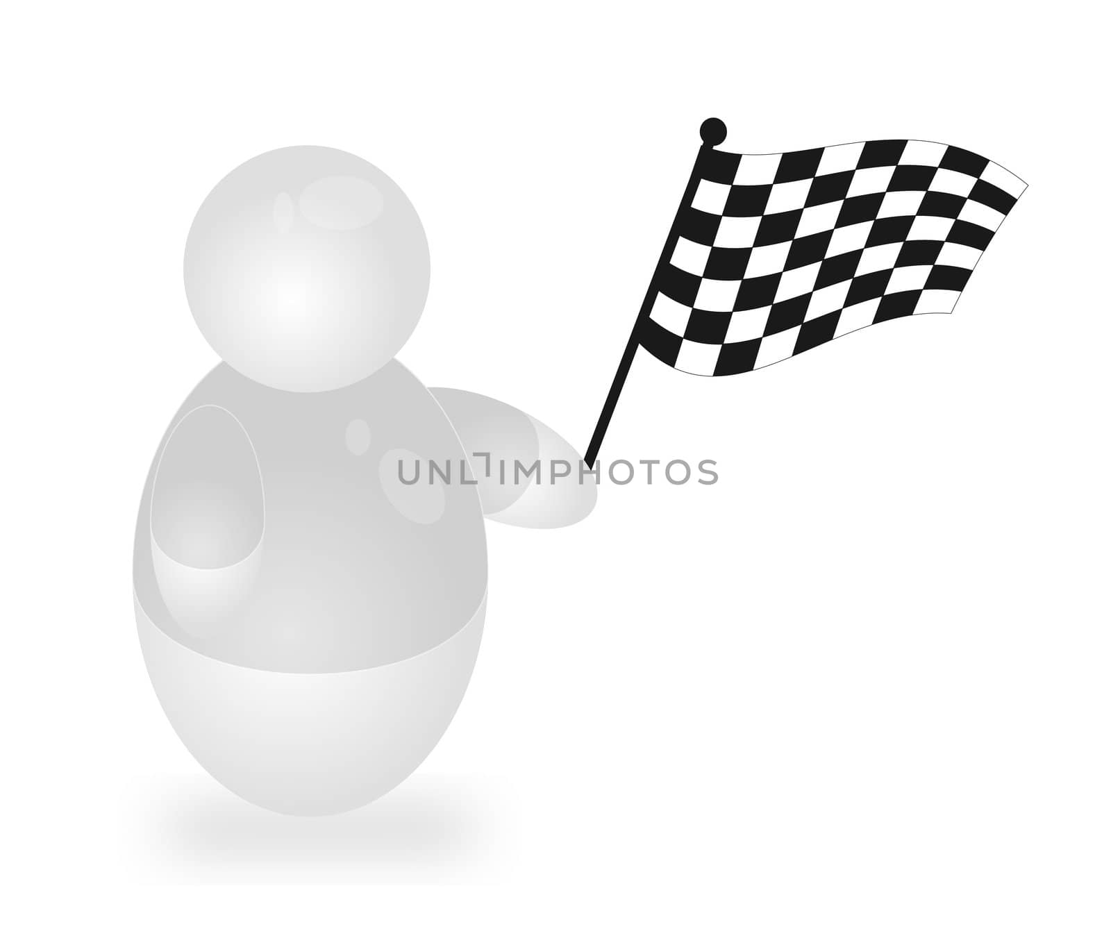 A stylized person holding a chequered flag. All isolated on white background.