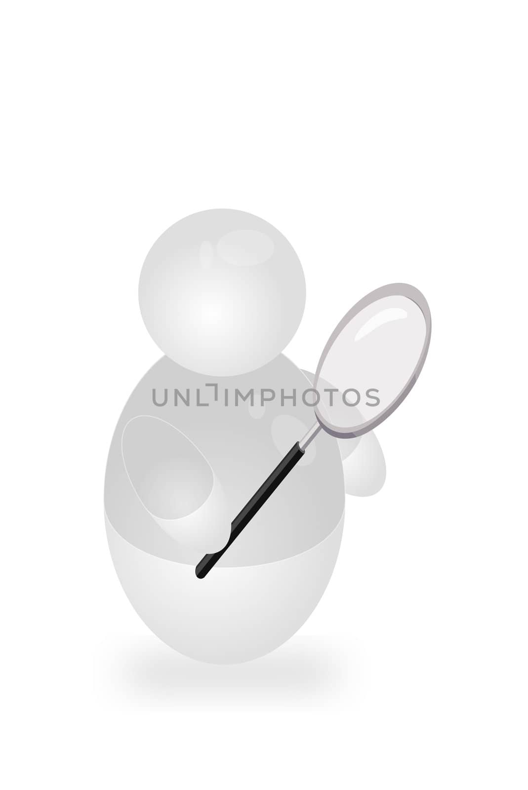 A stylized person holding a magnifier. All isolated on white background.