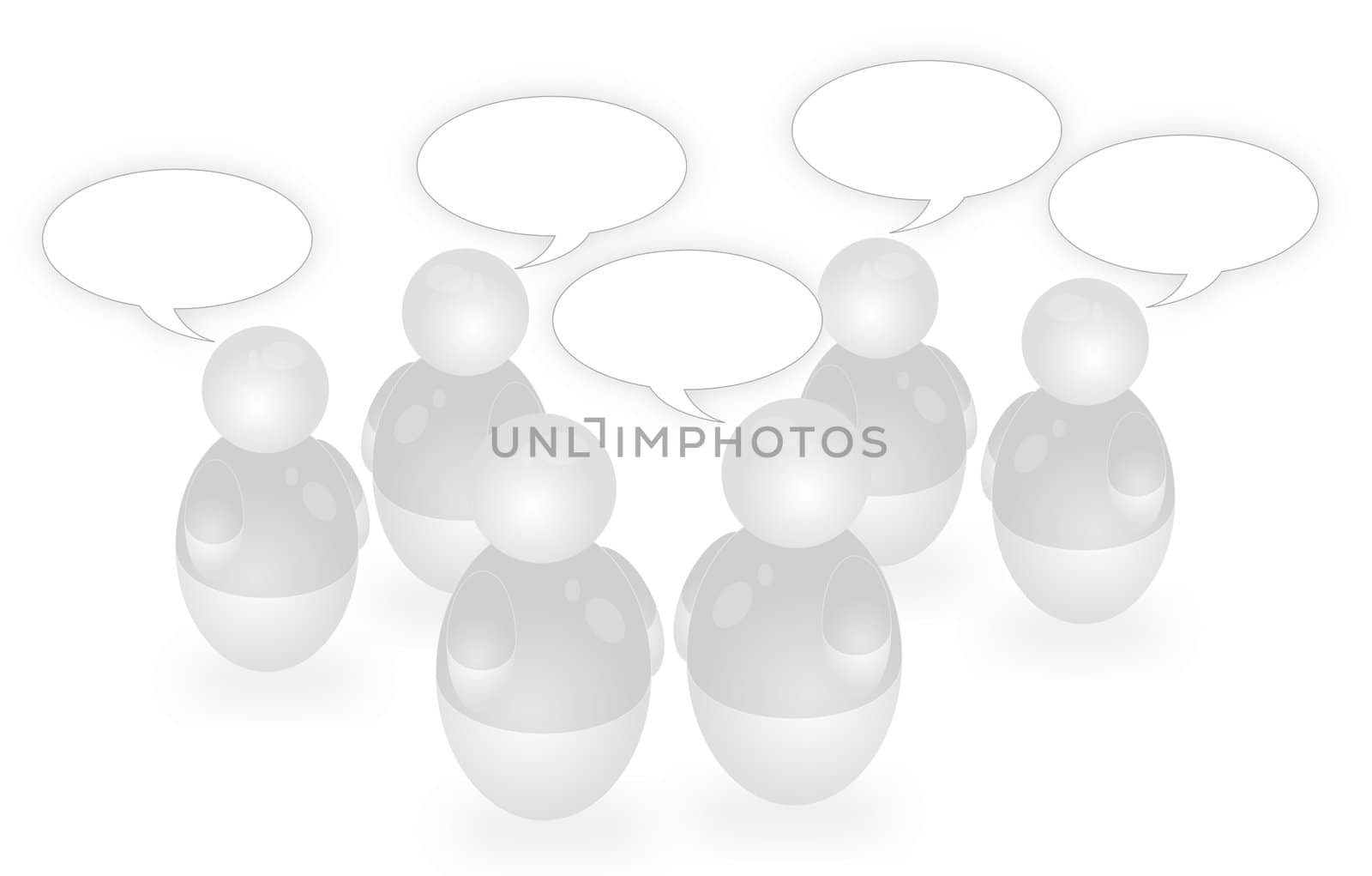 Several stylized person having a discussion. All isolated on white background.