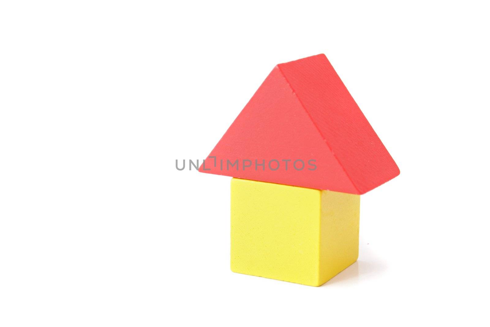 A stylized building out of blocks. All isolated on white background.