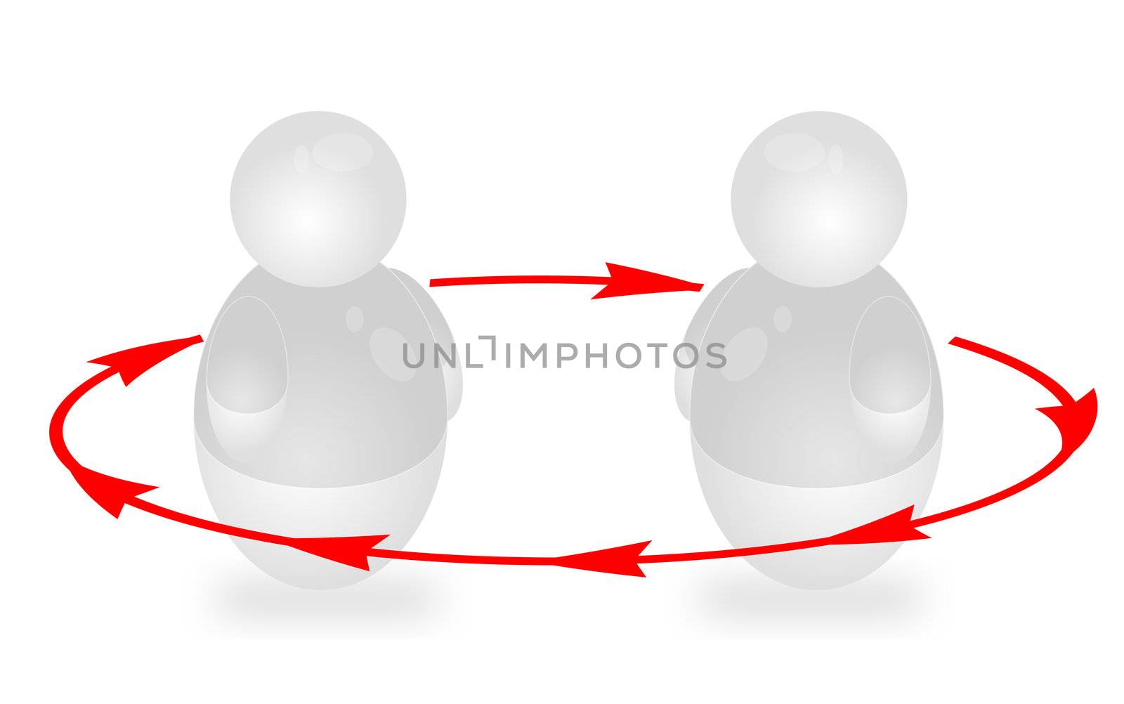 Two stylized persons interact. All isolated on white background.