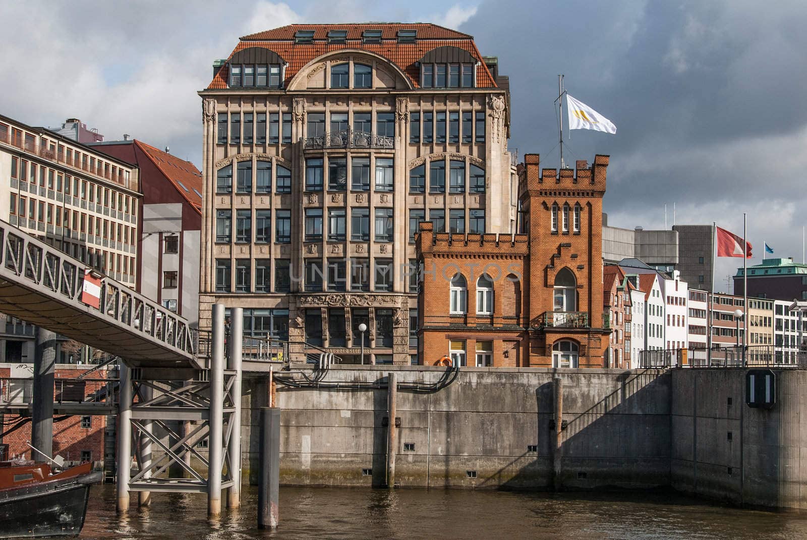 Vuew from the Old Warehouse District to the city of Hamburg