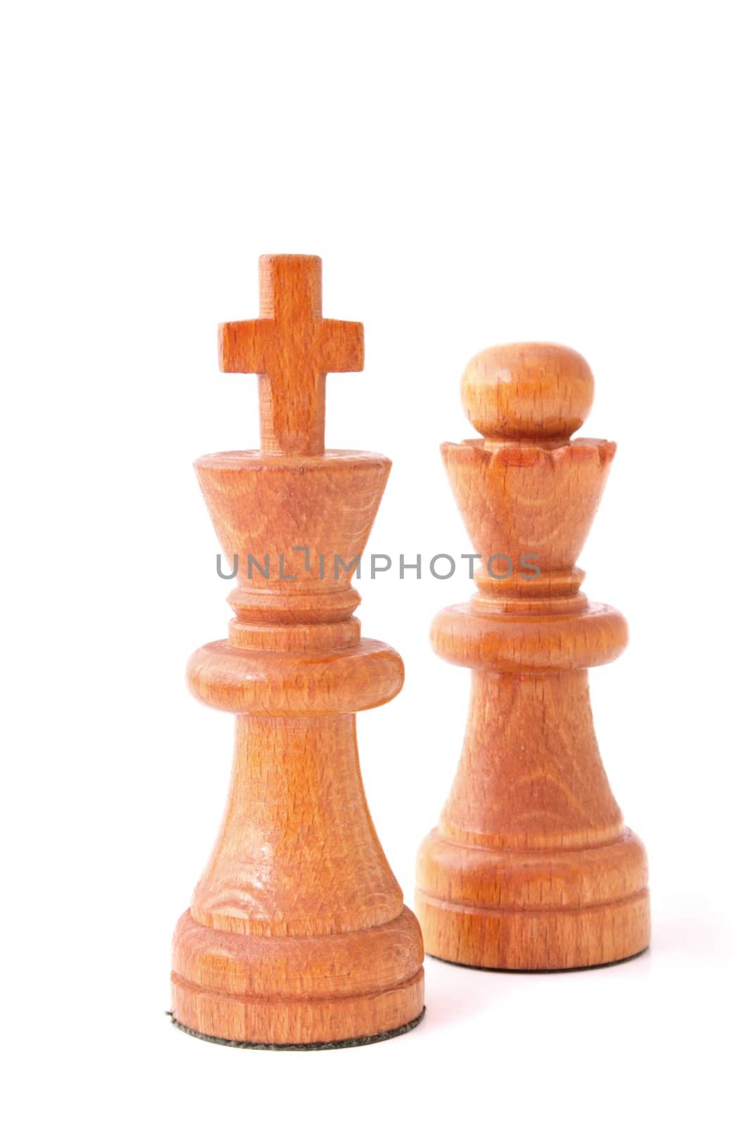 Chessmen standing side by side. All isolated on white background.