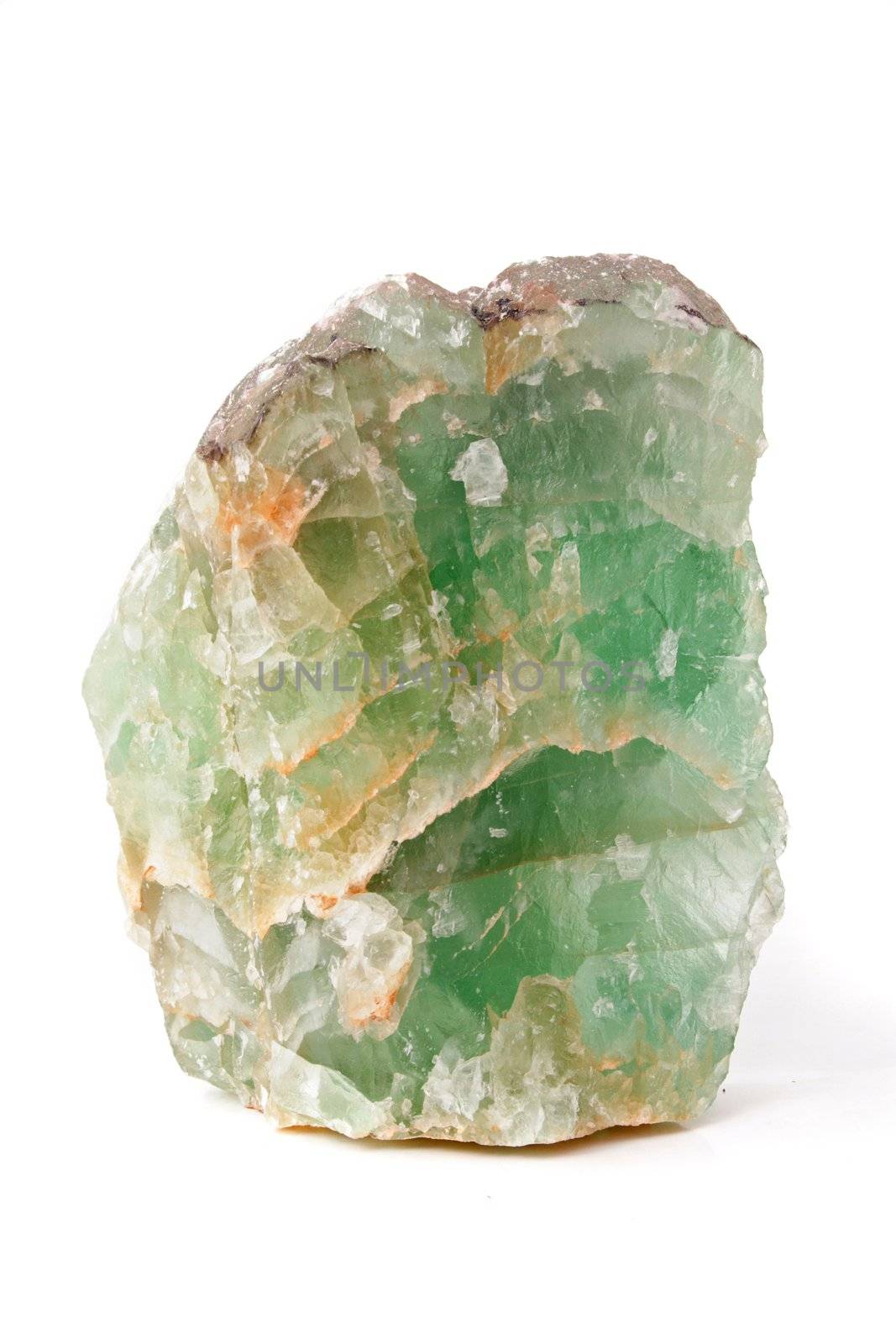 A quartz stone in green tone. All isolated on white background.