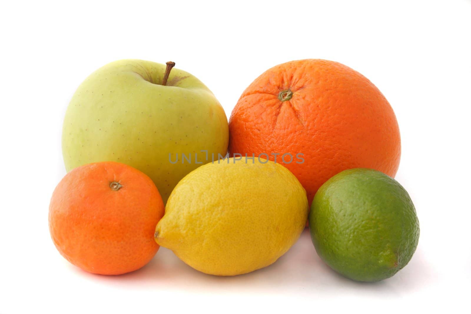 A set of various fruits. All isolated on white background.