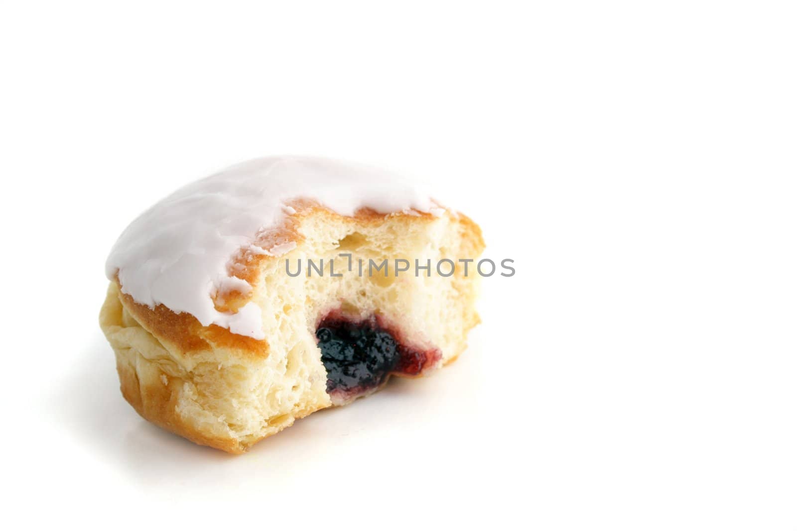 Half of a filled donut. All isolated on white background.