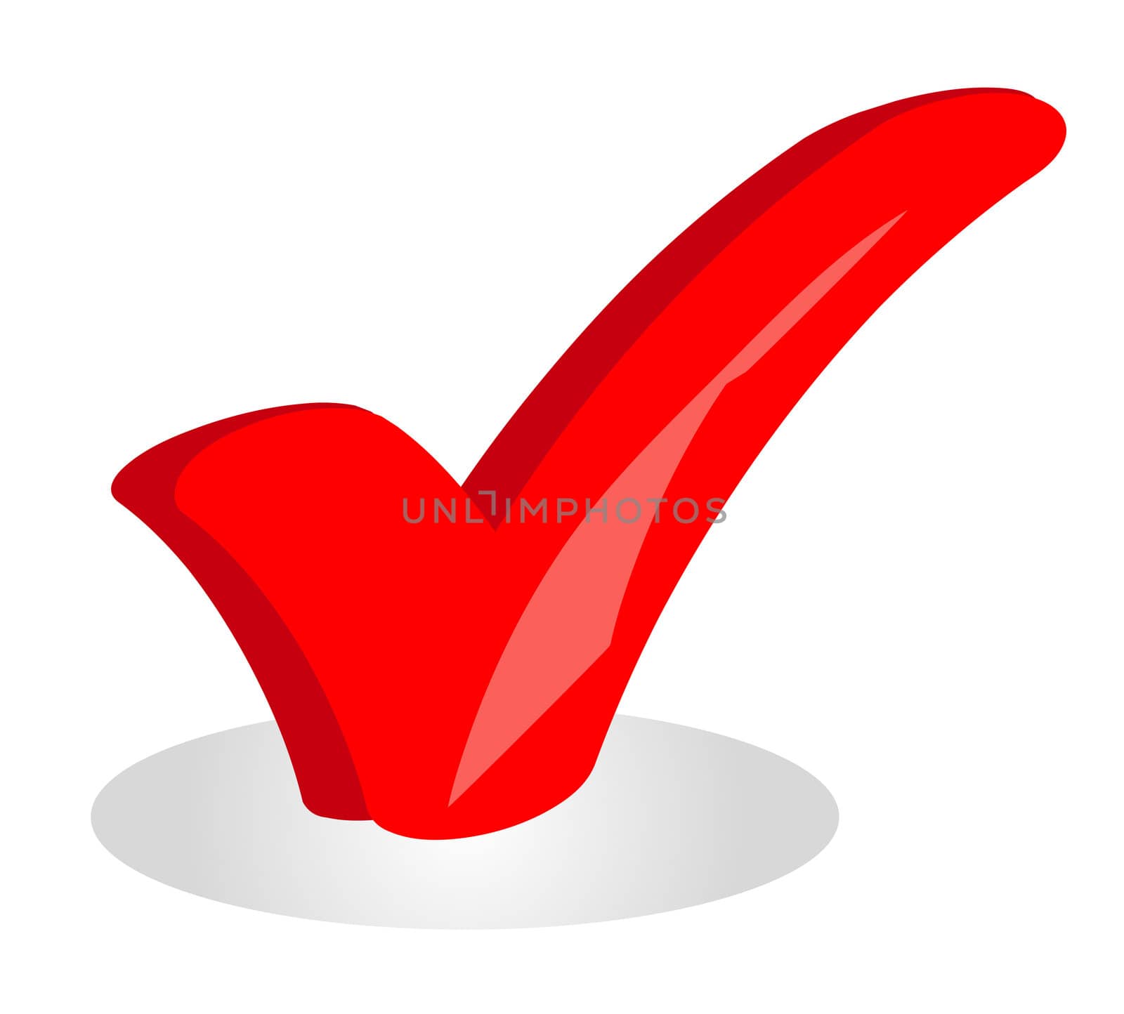 A red checkmark. All isolated on a plain white background.