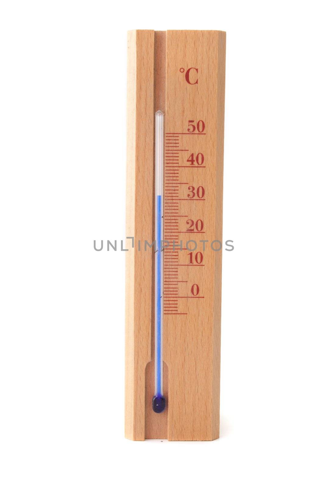 A simple thermometer. All isolated on white background.