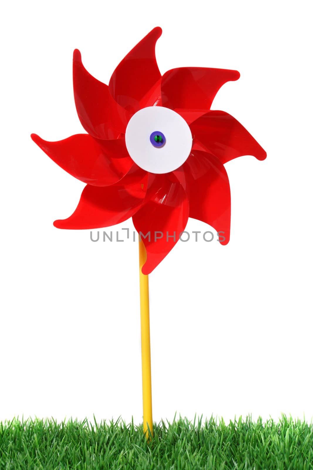 A striking wind wheel. All on white background.