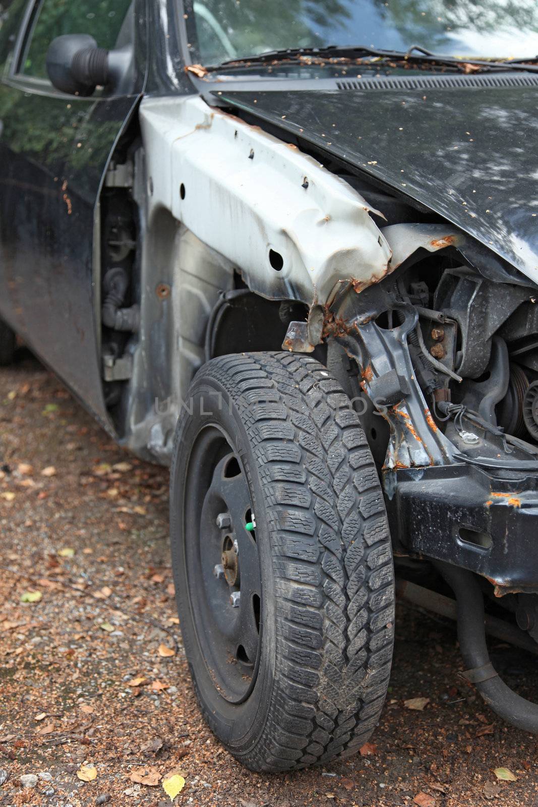 The broken wing of a crashed car.
** Note: Shallow depth of field.