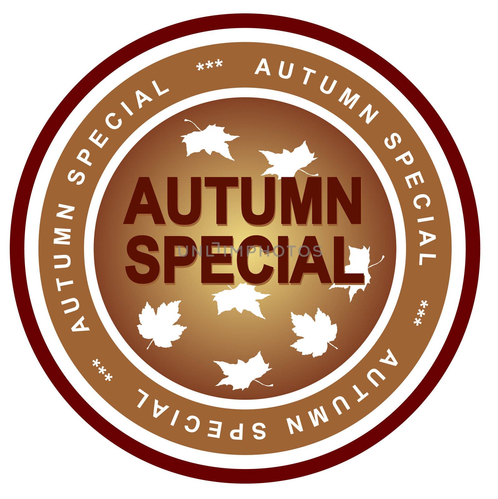 A stylized badge symbolizing an autumn special. All on white background.