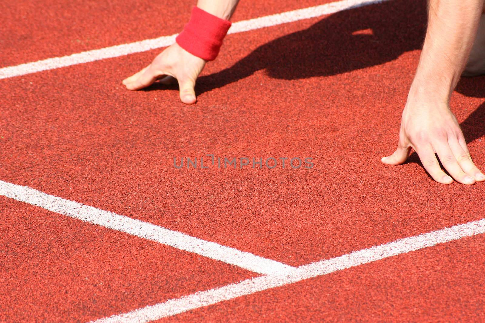 Typical scene on a sport field of track and field athletics.