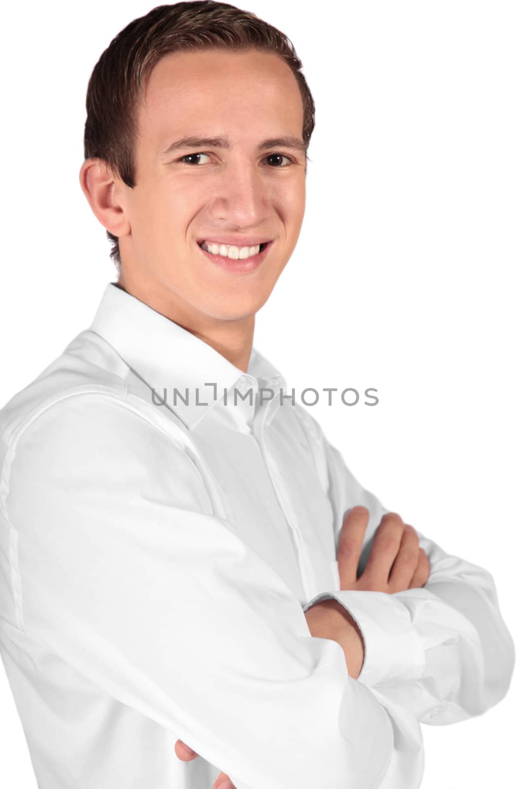 An attractive young man. All isolated on white background.