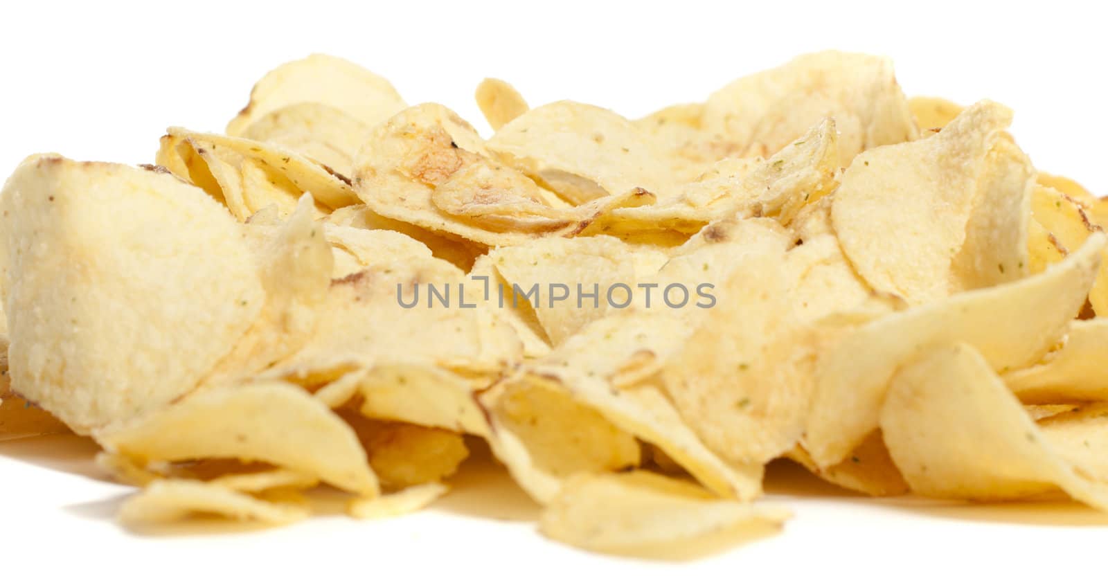 pile of chips on a white background