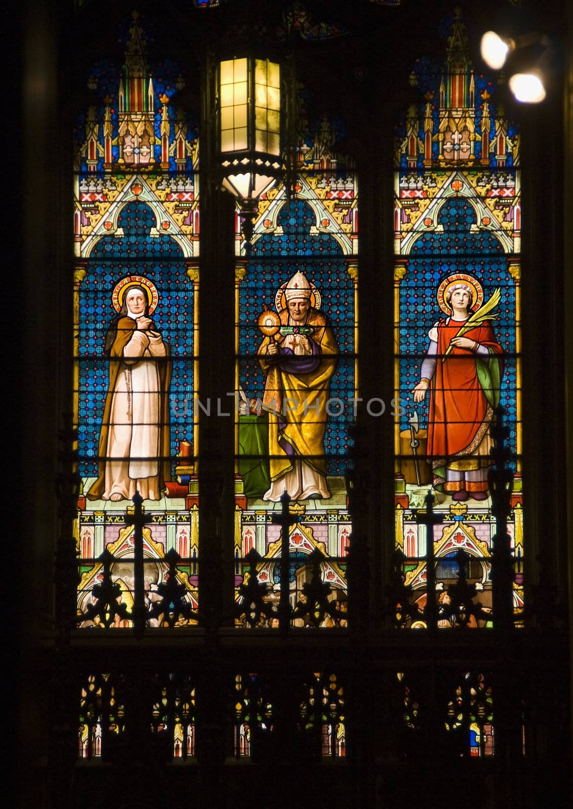 Saints Pope nun Stained Glass Saint Patrick's Cathedral New York