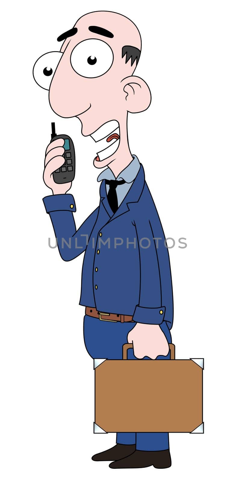 Illustration of a man talking on a mobile phone and holding a briefcase