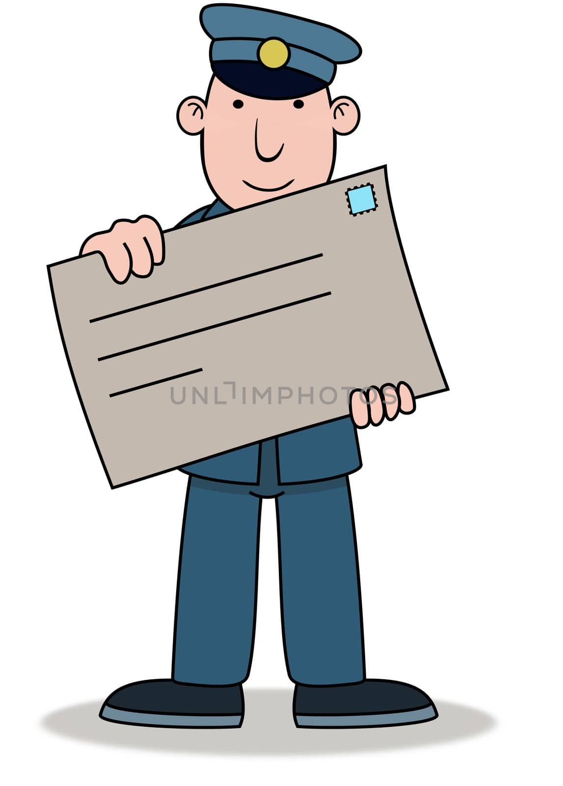 Illustration of a Postman holding a large envelope