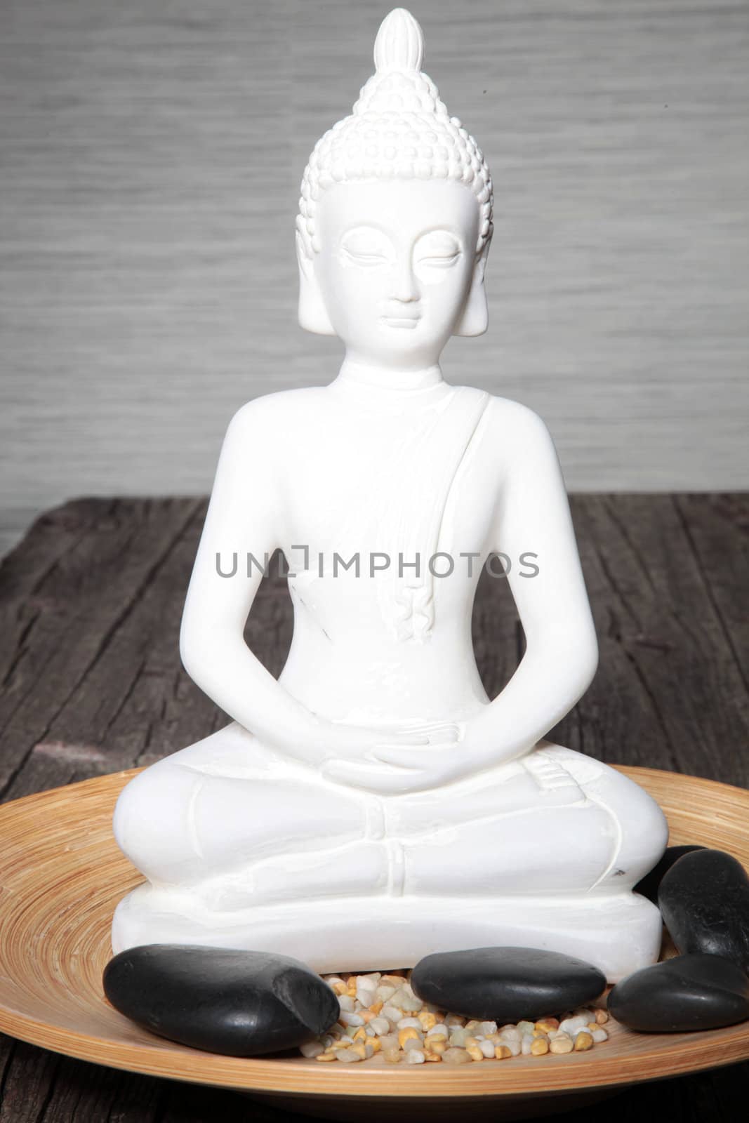 White statue of a meditating buddha by Farina6000
