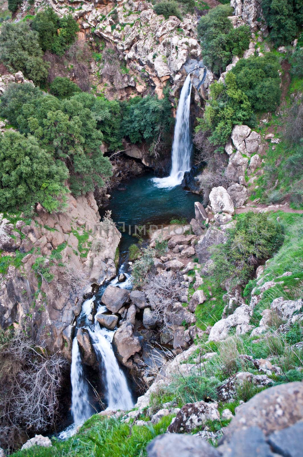 Banias Falls in the winter at the Golan Heights .Israel .
