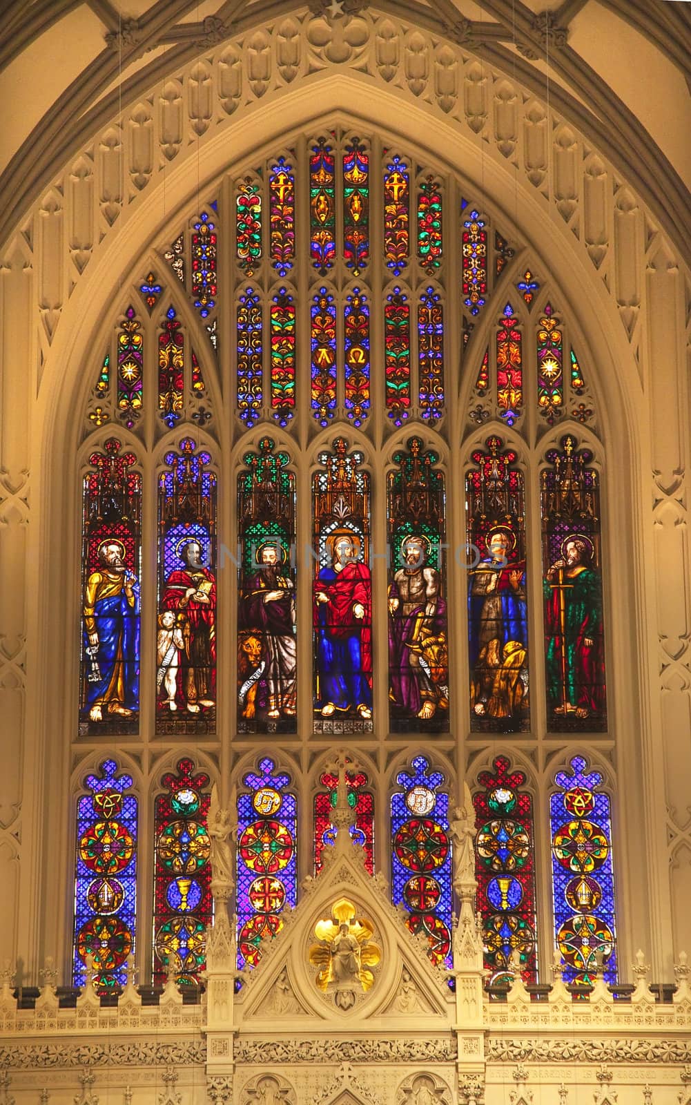 Trinity Church New York City Inside Stained Glass Arches Jesus Christ and Apostles