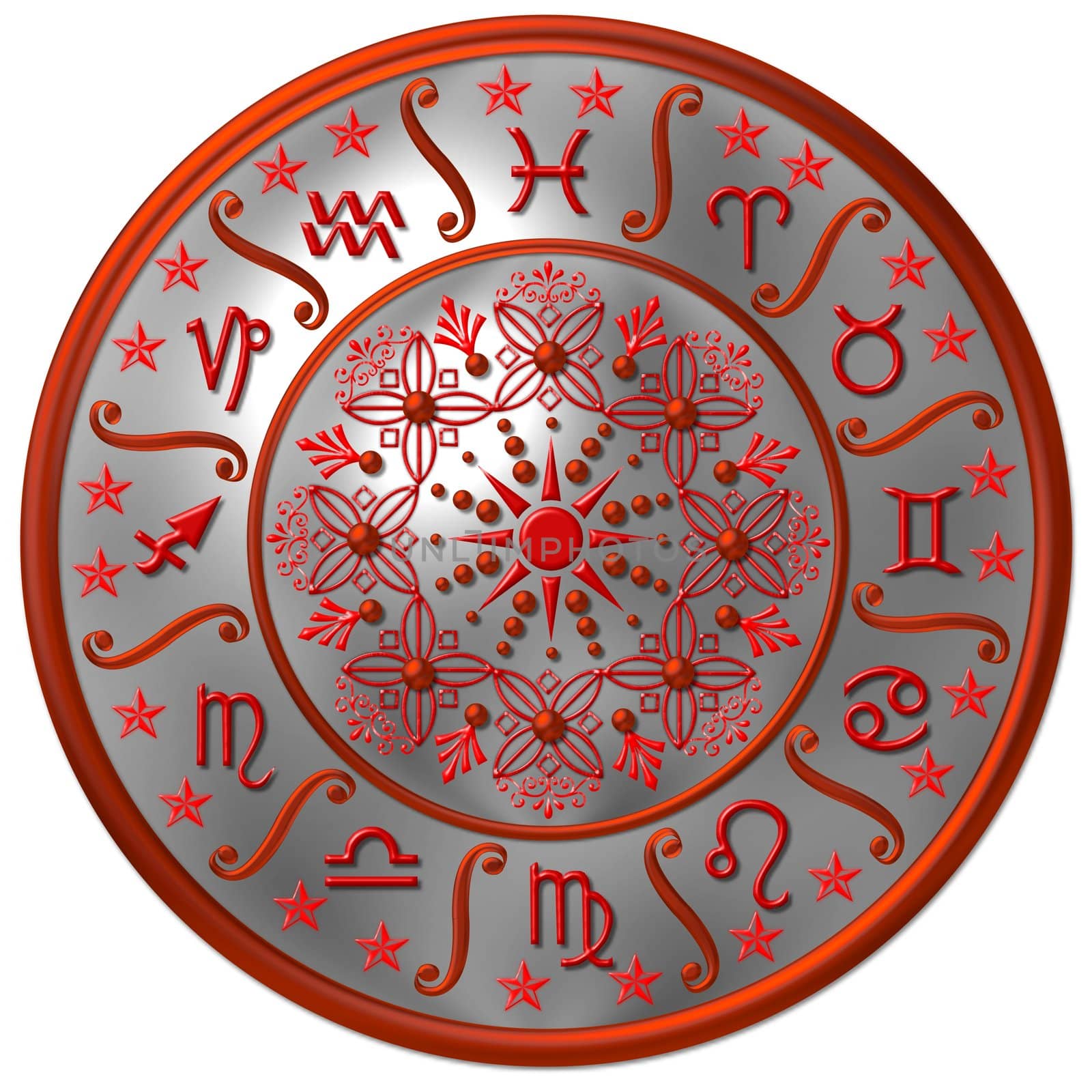 silver - red zodiac sign