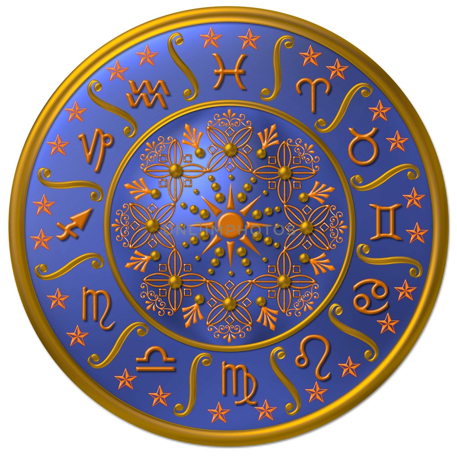 blue gold zodiac sign by peromarketing