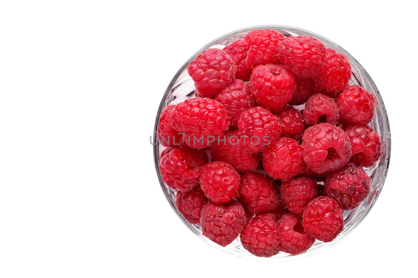 Raspberries in glass bowl (1) with clipping path