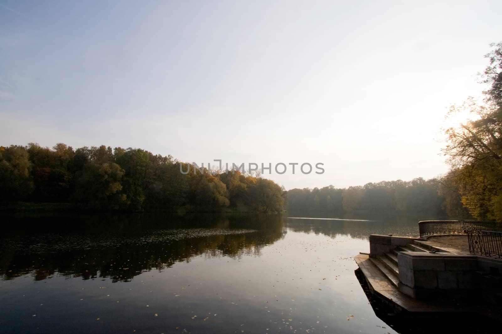 Autumn morning: forest and water
