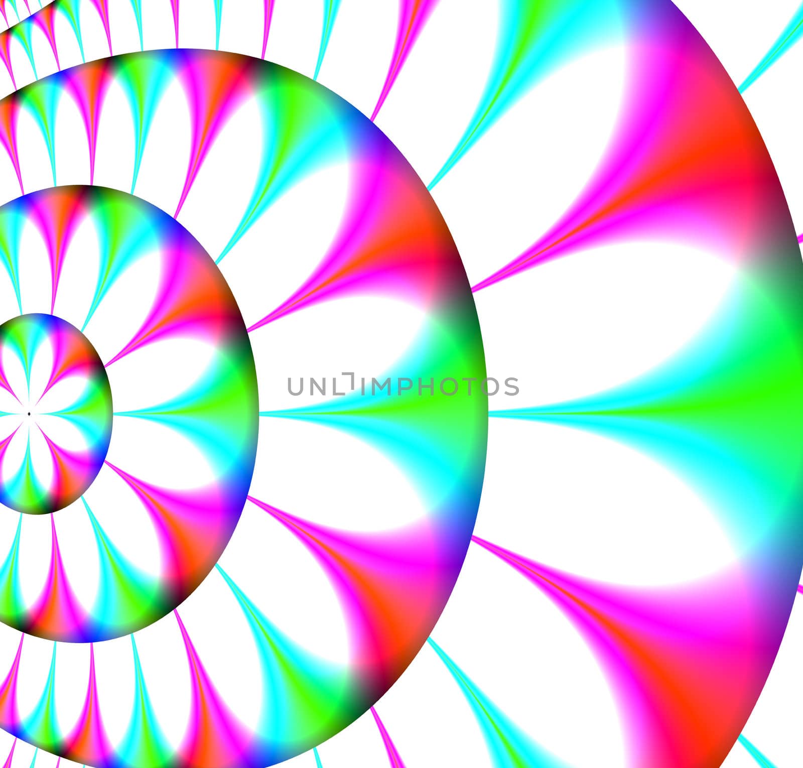 Fantastic background with elements of a multi-coloured circle and a triangle 