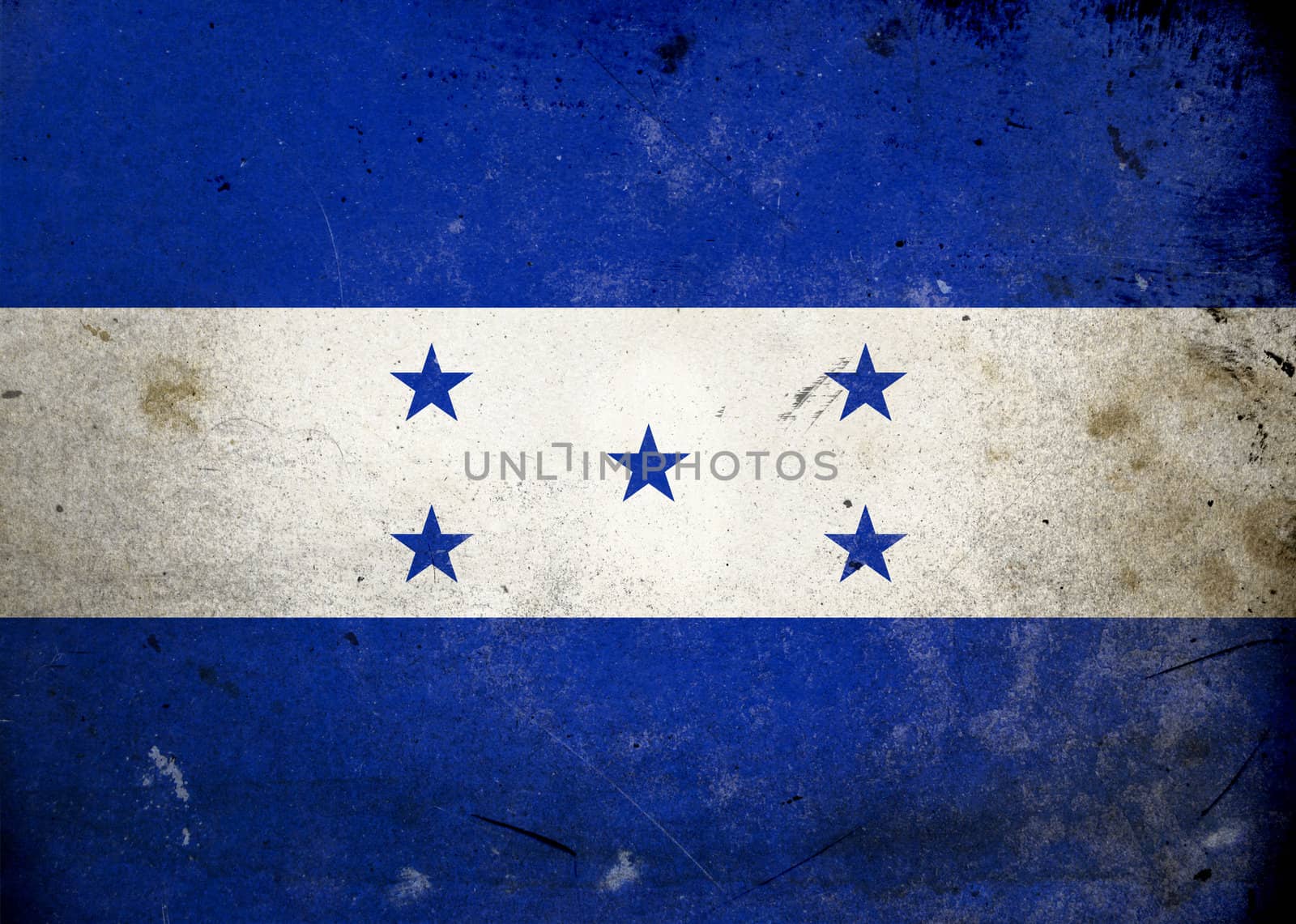 The flag of Honduras on old and vintage grunge texture